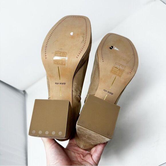 Dolce Vita Suede Heeled Platform Ulyses Bootie Mushroom - Picture 8 of 9